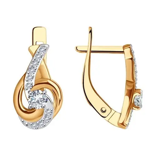 Серьги с английским замком из комбинированного золота