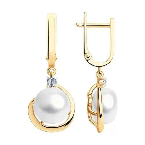 Серьги подвесные из красного золота