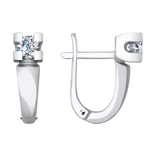 Серьги с английским замком из белого золота