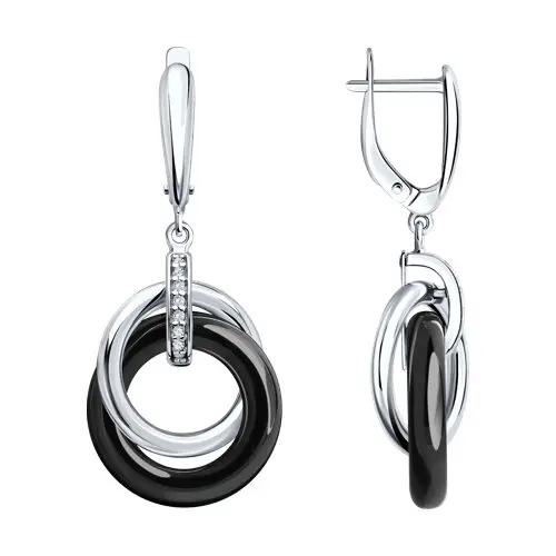 Серьги подвесные из серебра
