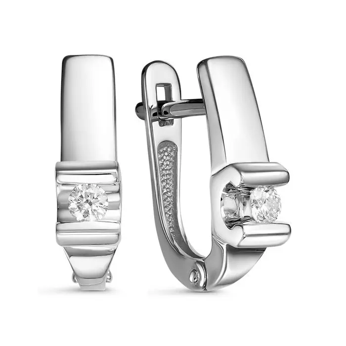 Серьги с английским замком из белого золота