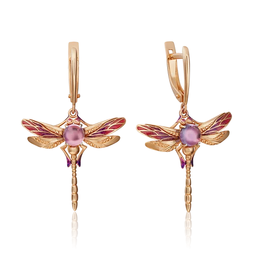 Серьги подвесные из красного золота