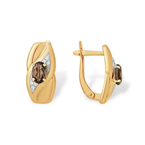 Серьги с английским замком из красного золота