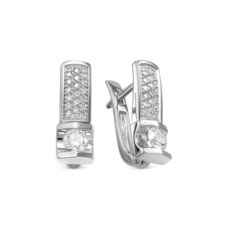 Серьги с английским замком из белого золота