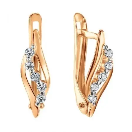 Серьги с английским замком из красного золота