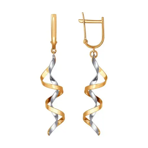 Серьги подвесные из красного золота