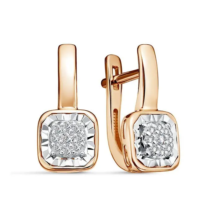 Серьги с английским замком из комбинированного золота