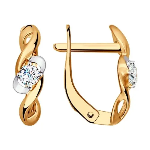 Серьги с английским замком из комбинированного золота