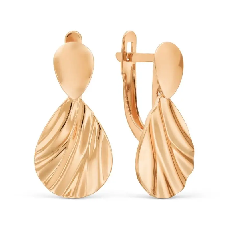 Серьги подвесные из красного золота