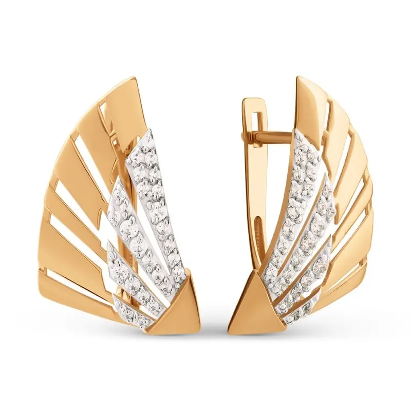 Серьги с английским замком из красного золота