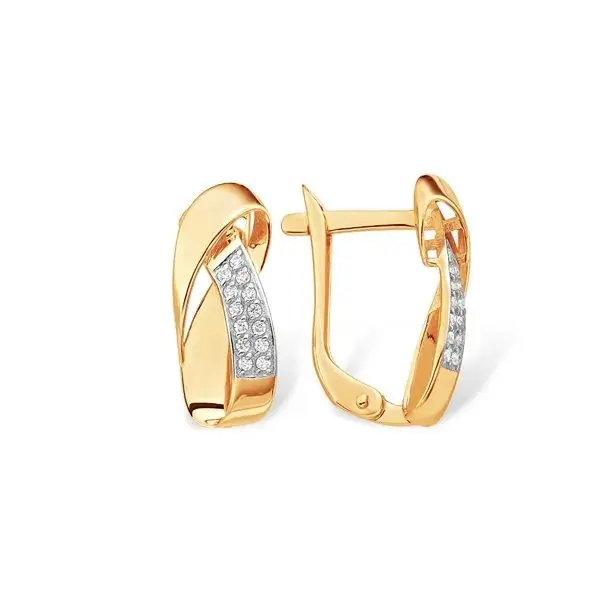 Серьги с английским замком из красного золота