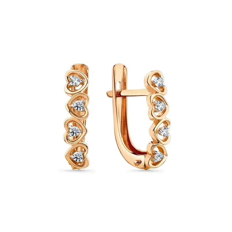 Серьги с английским замком из красного золота