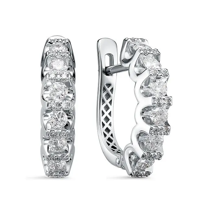 Серьги с английским замком из белого золота