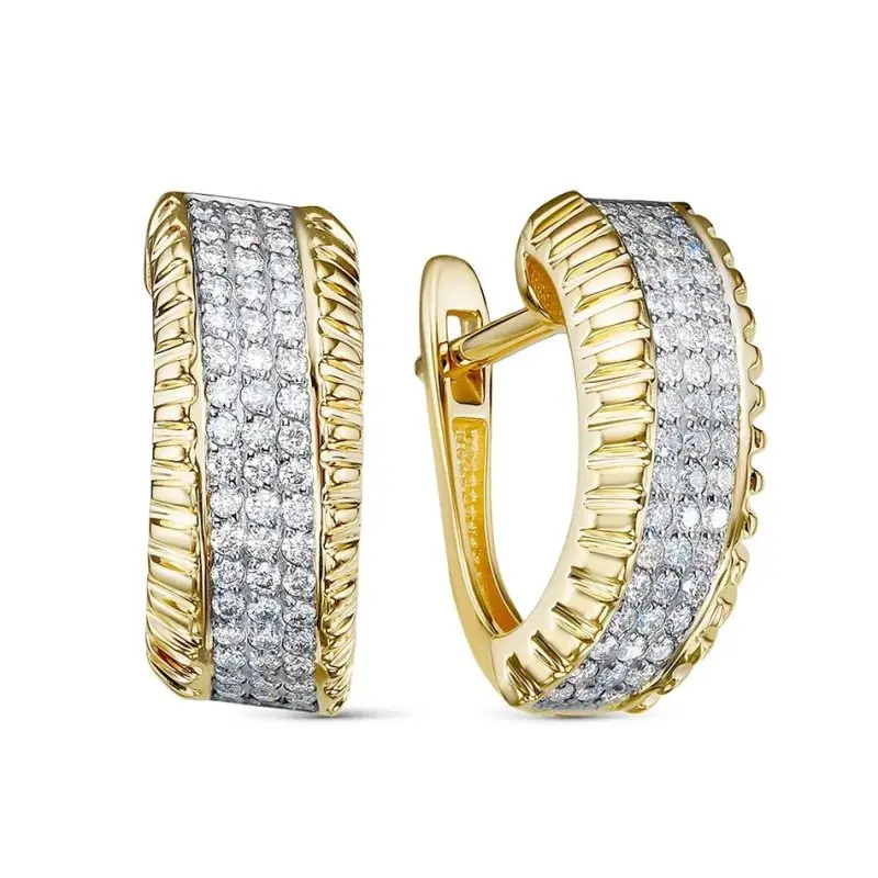 Серьги с английским замком из желтого золота