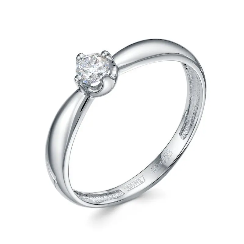 Кольцо помолвочное из белого золота