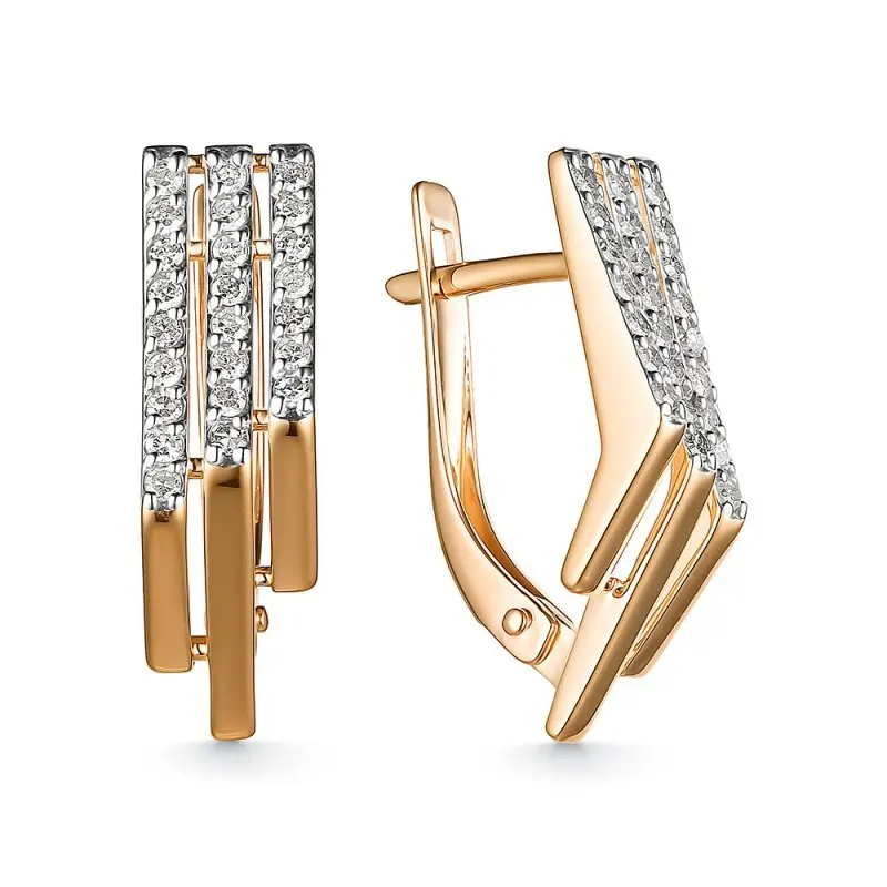 Серьги с английским замком из комбинированного золота