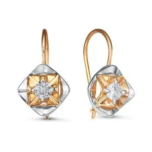 Серьги детские из комбинированного золота