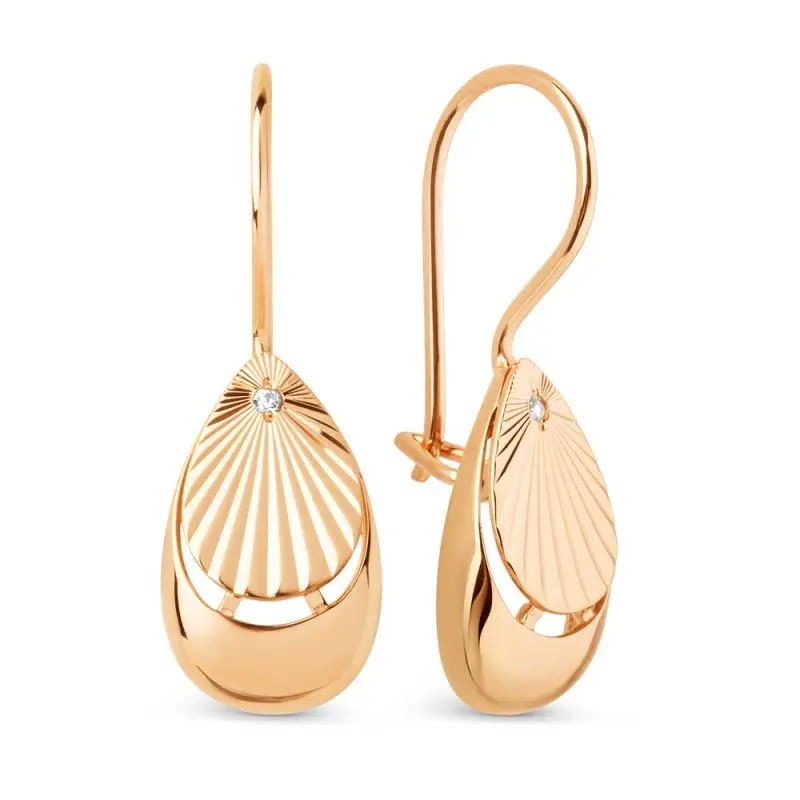 Серьги петельки из красного золота