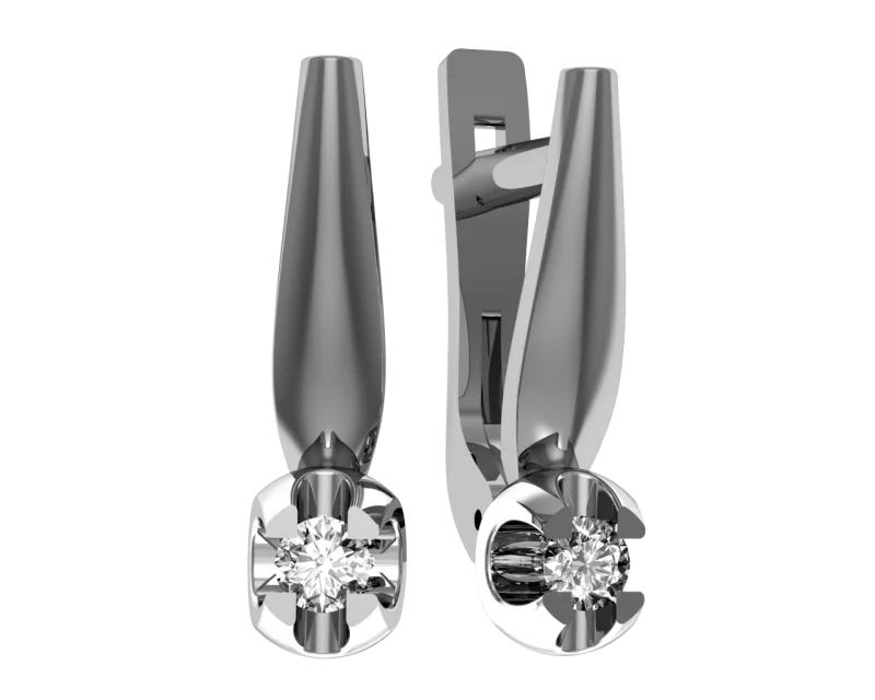 Серьги с английским замком из белого золота