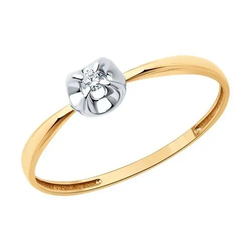 Кольцо помолвочное из комбинированного золота