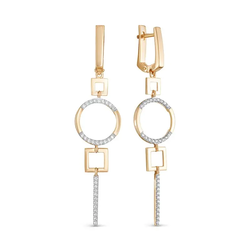 Серьги подвесные из красного золота