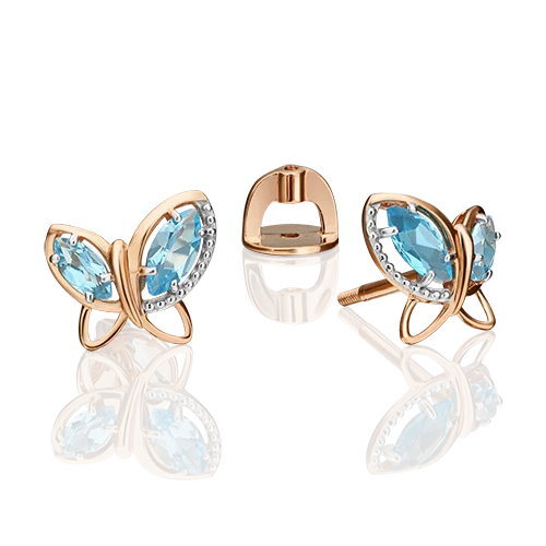 Серьги пуссеты из красного золота