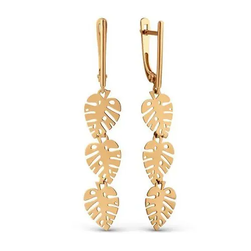 Серьги подвесные из красного золота