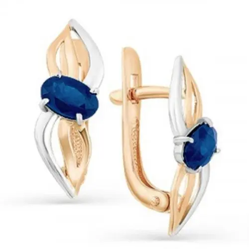 Серьги с английским замком из комбинированного золота