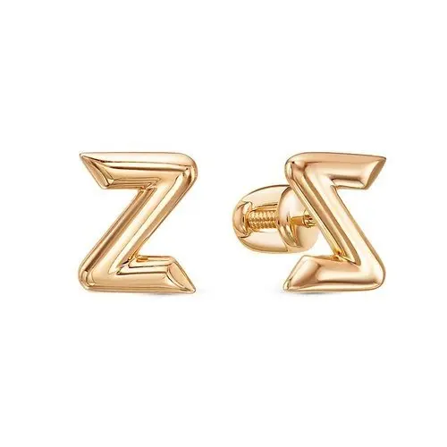 Серьги пуссеты из красного золота