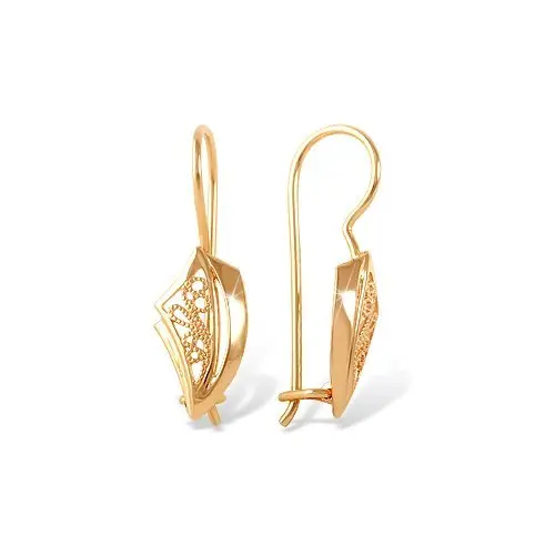Серьги петельки из красного золота