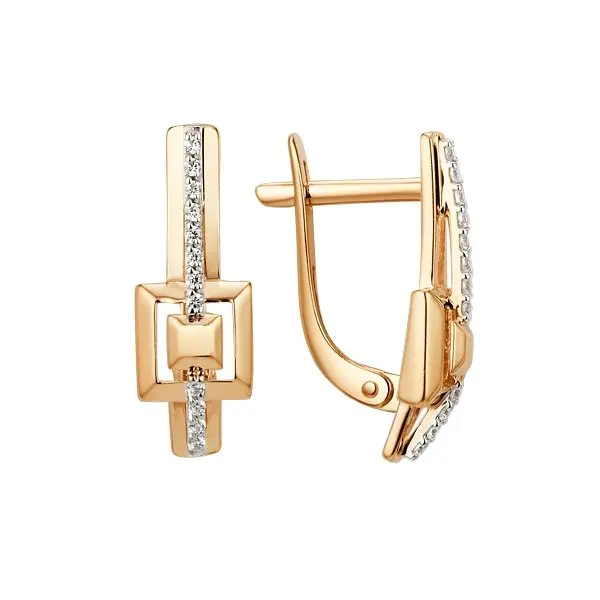 Серьги с английским замком из красного золота