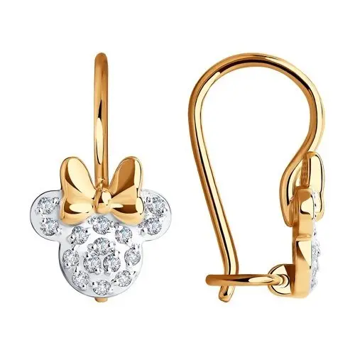 Серьги детские из комбинированного золота