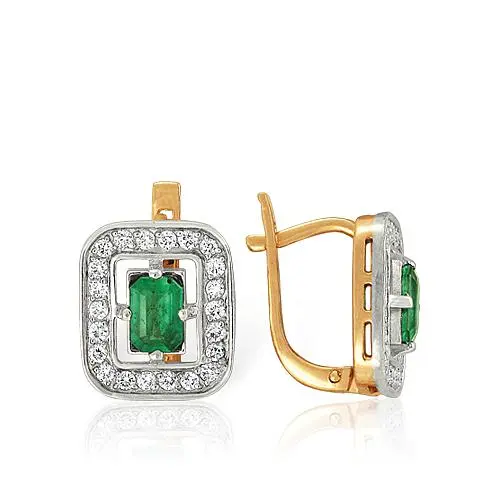 Серьги с английским замком из комбинированного золота