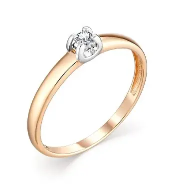 Кольцо помолвочное из комбинированного золота