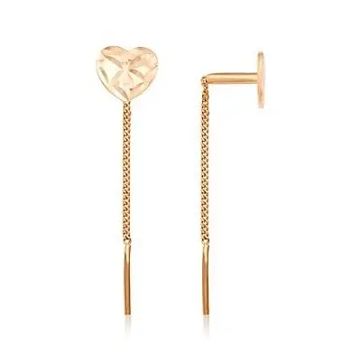 Серьги цепочки из красного золота