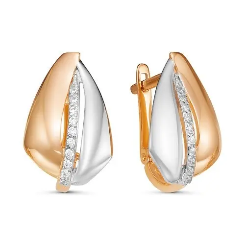Серьги с английским замком из комбинированного золота