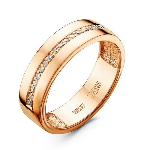 Кольцо обручальное из красного золота с бриллиантами
