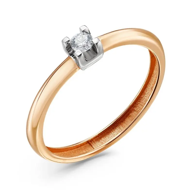 Кольцо помолвочное из комбинированного золота