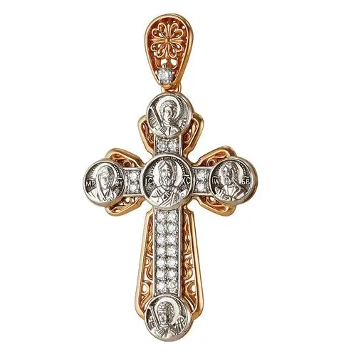 Подвеска крест из комбинированного золота