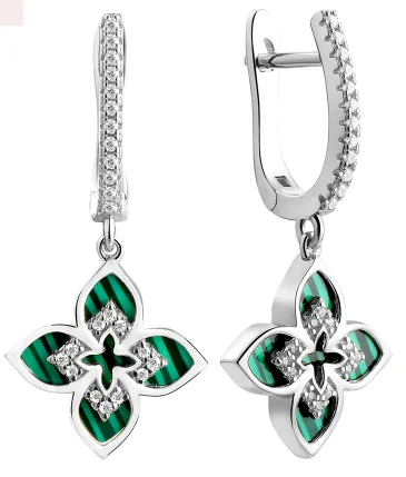 Серьги подвесные из серебра