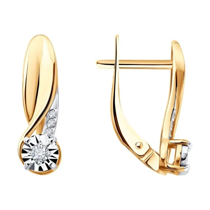 Серьги с английским замком из красного золота