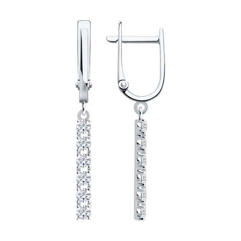 Серьги подвесные из белого золота