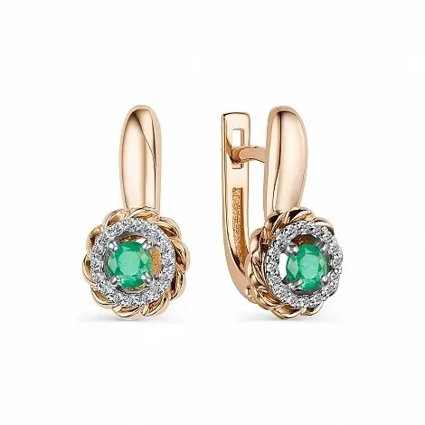 Серьги с английским замком из комбинированного золота