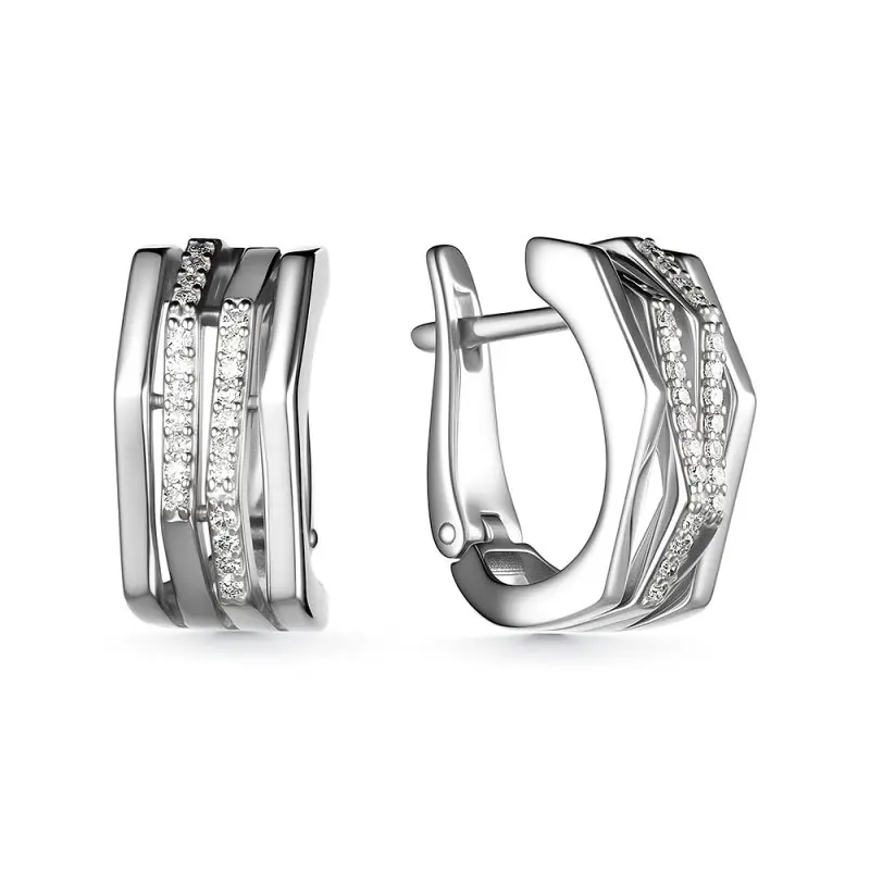 Серьги с английским замком из белого золота