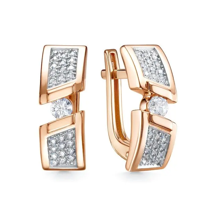 Серьги с английским замком из красного золота