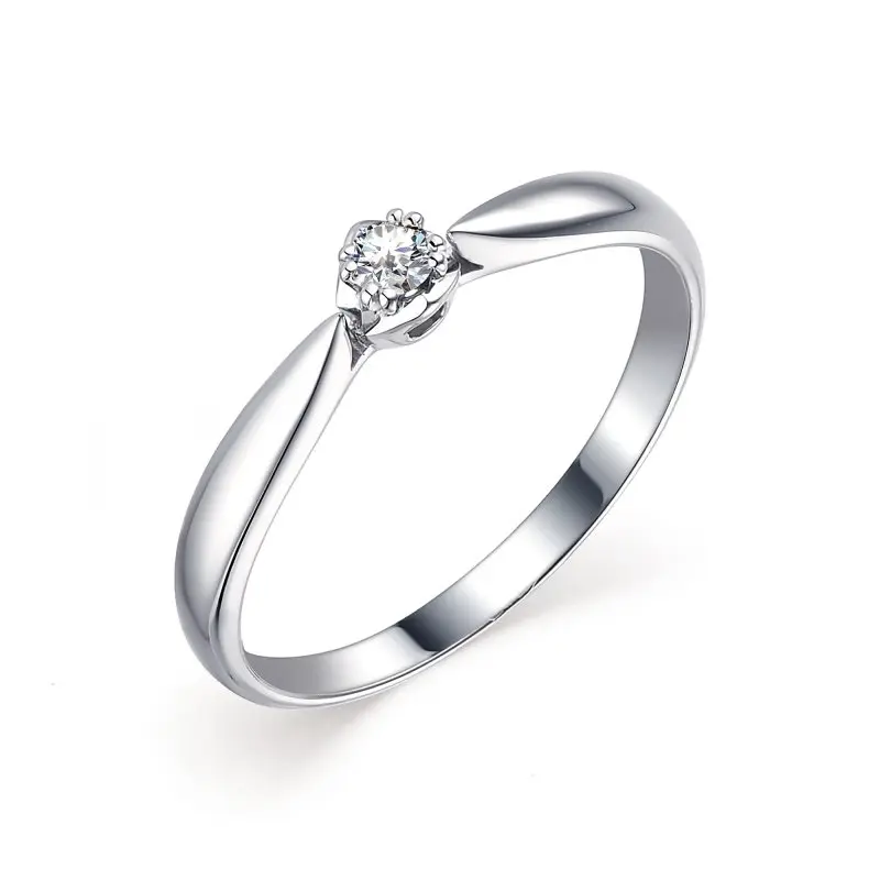 Кольцо помолвочное из белого золота