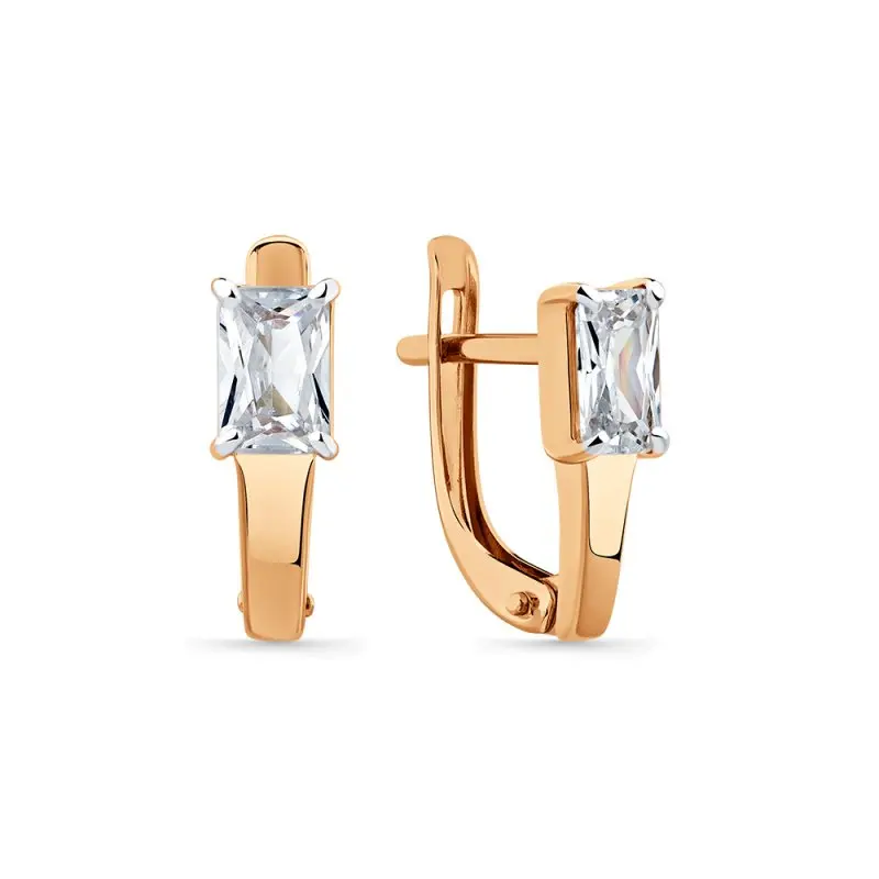 Серьги с английским замком из красного золота