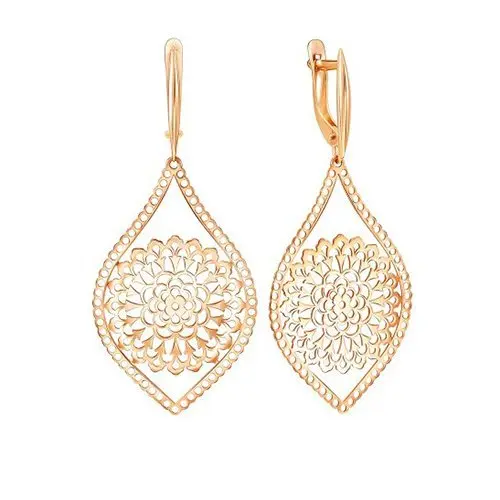 Серьги подвесные из красного золота