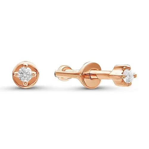 Серьги одиночные из красного золота с бриллиантами