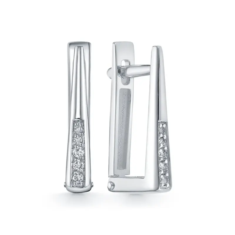 Серьги с английским замком из белого золота